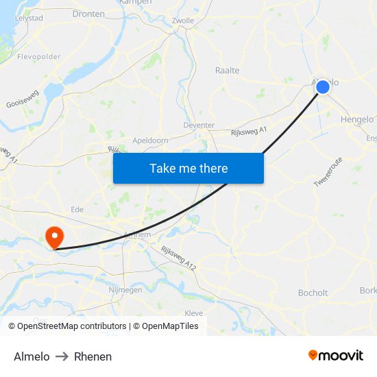 Almelo to Rhenen map