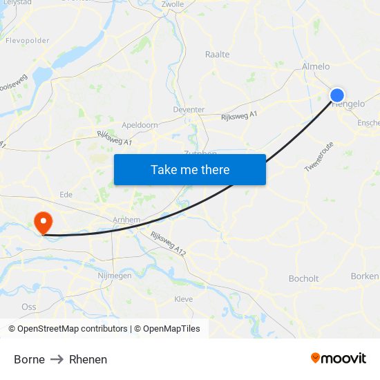 Borne to Rhenen map