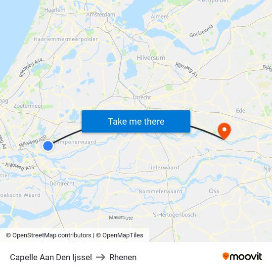 Capelle Aan Den Ijssel to Rhenen map