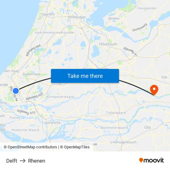 Delft to Rhenen map