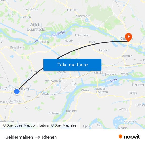 Geldermalsen to Rhenen map