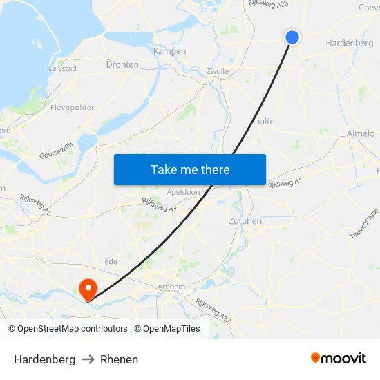 Hardenberg to Rhenen map