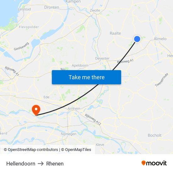 Hellendoorn to Rhenen map