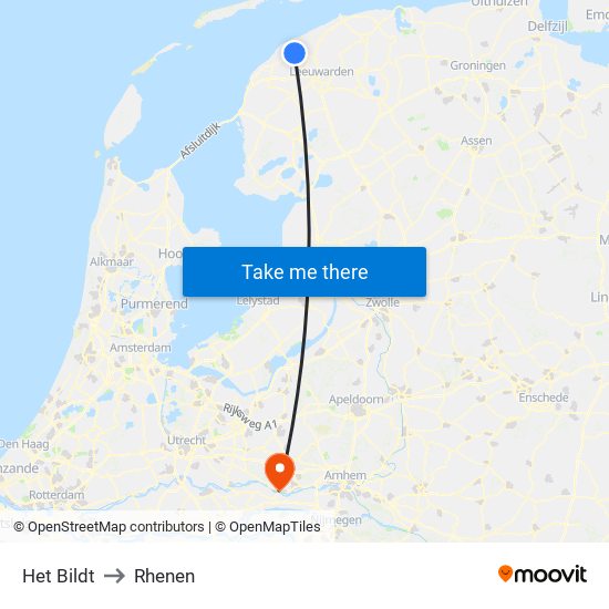 Het Bildt to Rhenen map