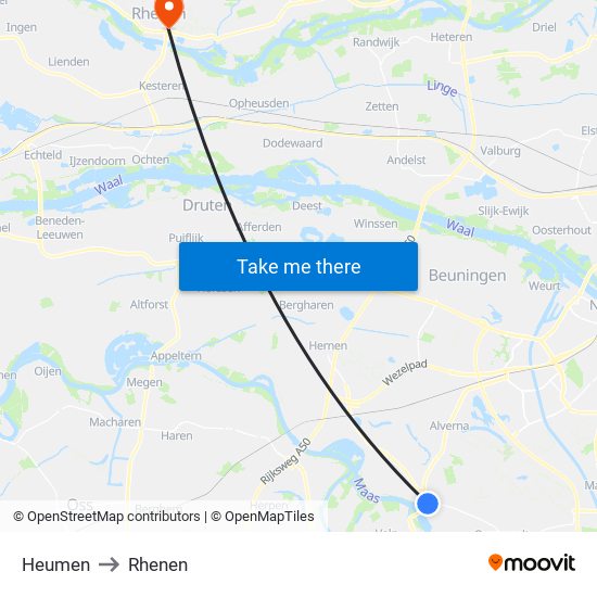 Heumen to Rhenen map