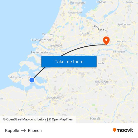 Kapelle to Rhenen map