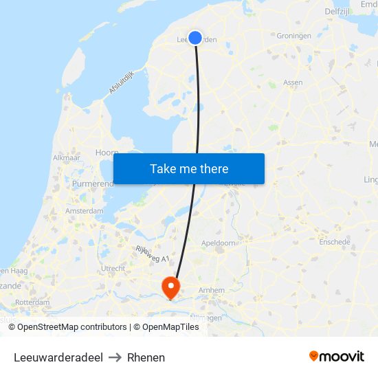 Leeuwarderadeel to Rhenen map