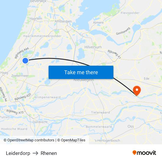 Leiderdorp to Rhenen map