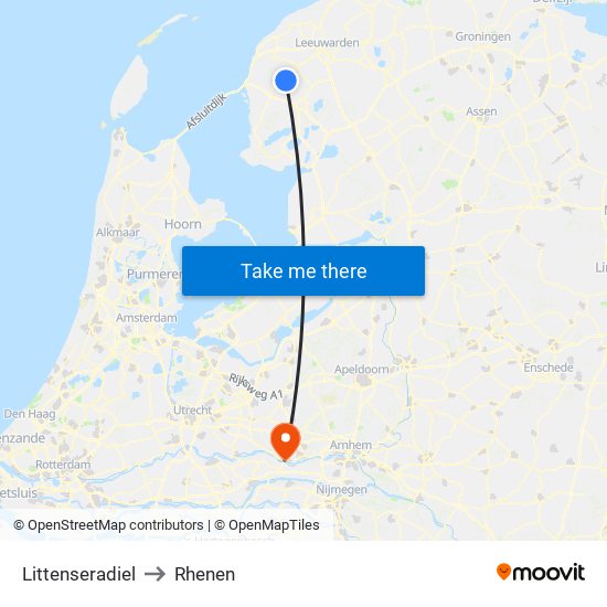 Littenseradiel to Rhenen map