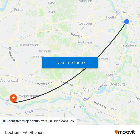 Lochem to Rhenen map
