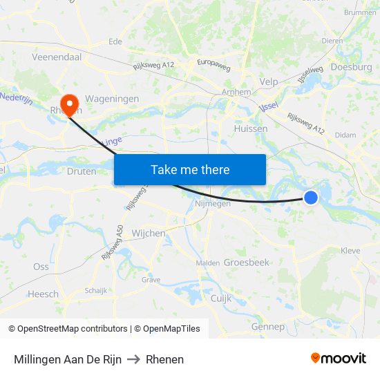 Millingen Aan De Rijn to Rhenen map