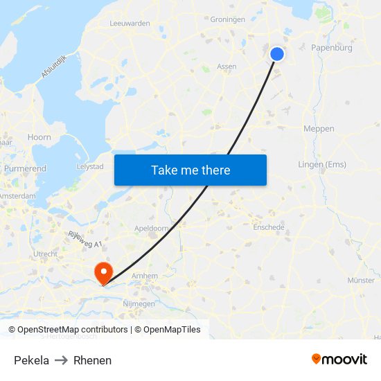 Pekela to Rhenen map