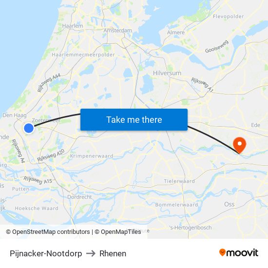 Pijnacker-Nootdorp to Rhenen map