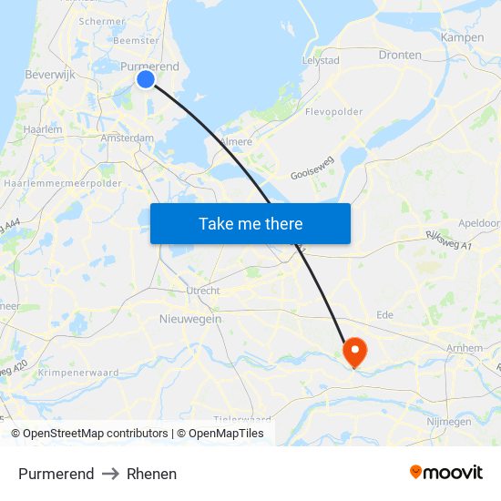 Purmerend to Rhenen map