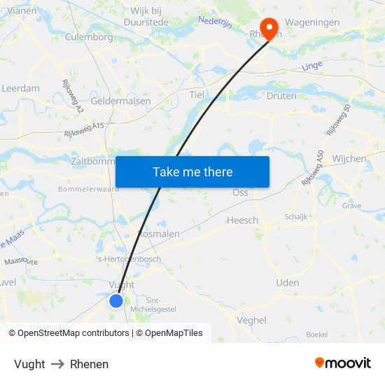 Vught to Rhenen map