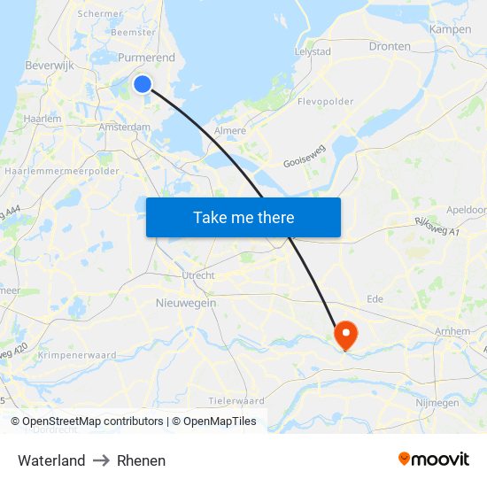 Waterland to Rhenen map