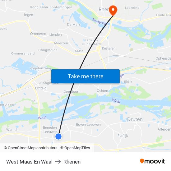 West Maas En Waal to Rhenen map