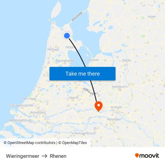 Wieringermeer to Rhenen map