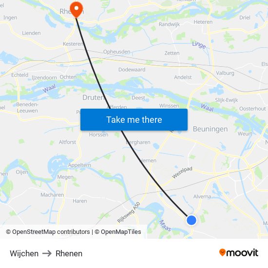 Wijchen to Rhenen map