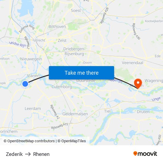Zederik to Rhenen map