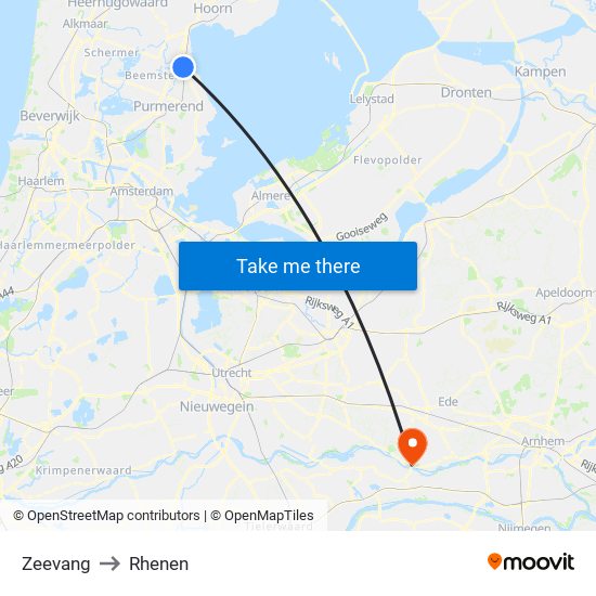 Zeevang to Rhenen map