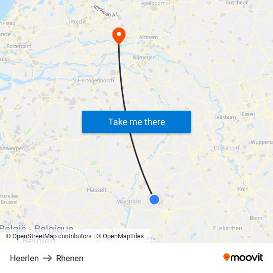Heerlen to Rhenen map