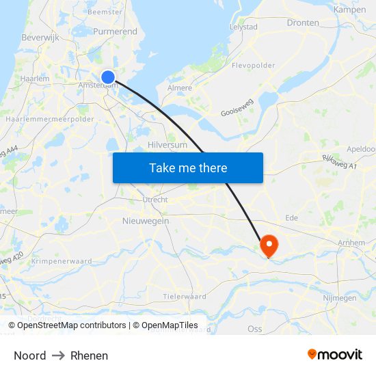 Noord to Rhenen map