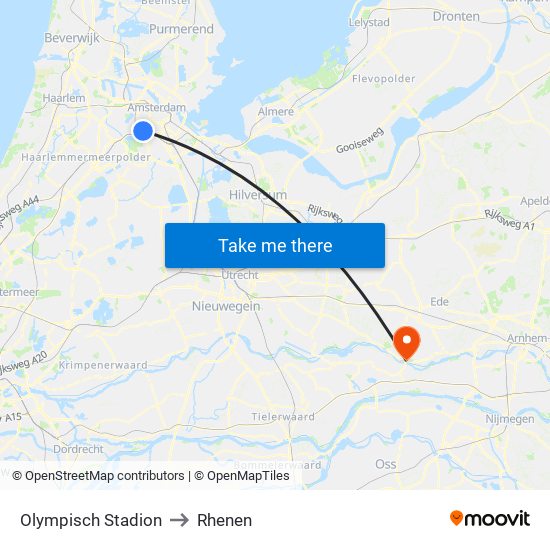 Olympisch Stadion to Rhenen map