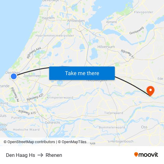 Den Haag Hs to Rhenen map