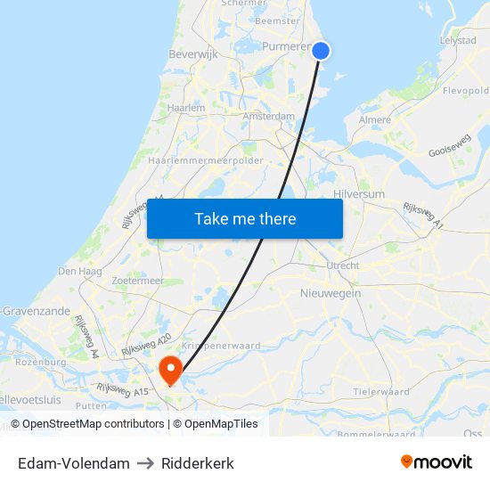 Edam-Volendam to Ridderkerk map