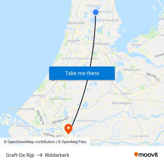 Graft-De Rijp to Ridderkerk map