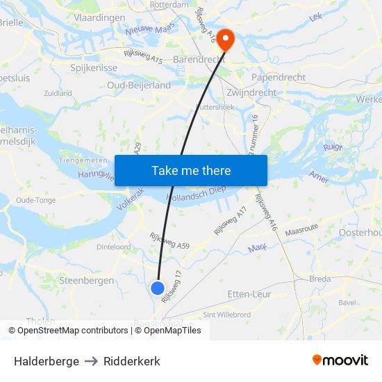 Halderberge to Ridderkerk map