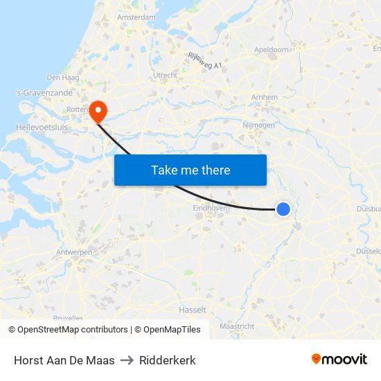 Horst Aan De Maas to Ridderkerk map