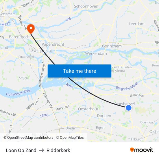 Loon Op Zand to Ridderkerk map
