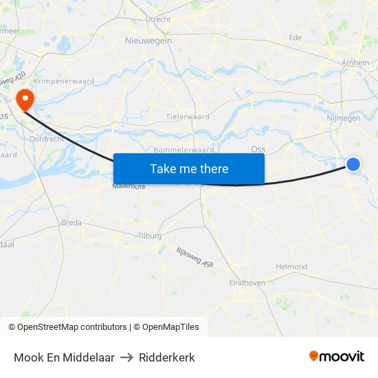 Mook En Middelaar to Ridderkerk map