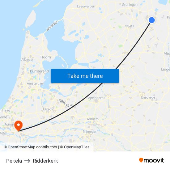 Pekela to Ridderkerk map