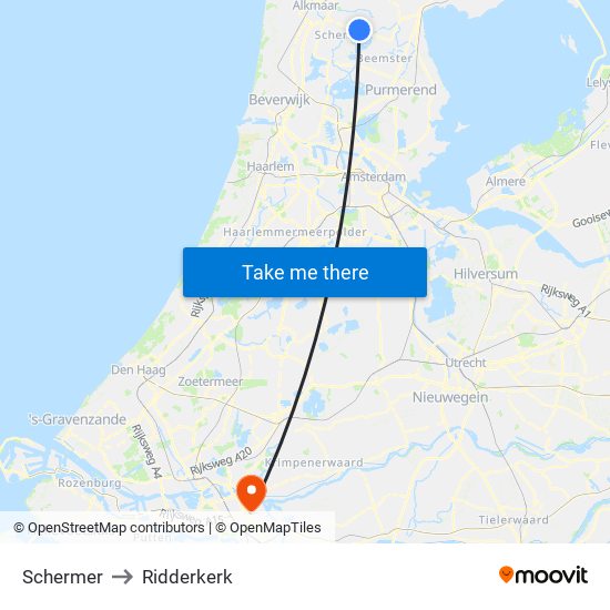 Schermer to Ridderkerk map
