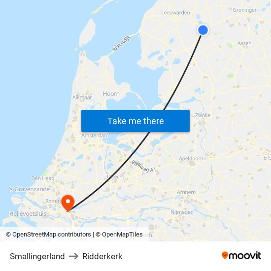 Smallingerland to Ridderkerk map