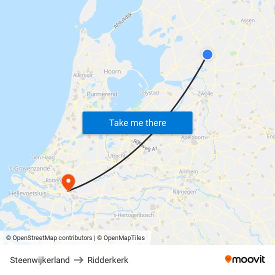 Steenwijkerland to Ridderkerk map