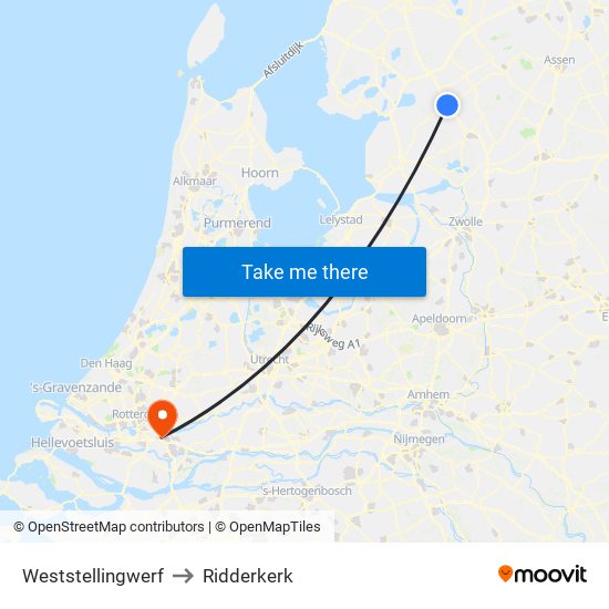 Weststellingwerf to Ridderkerk map