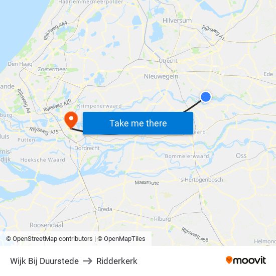 Wijk Bij Duurstede to Ridderkerk map