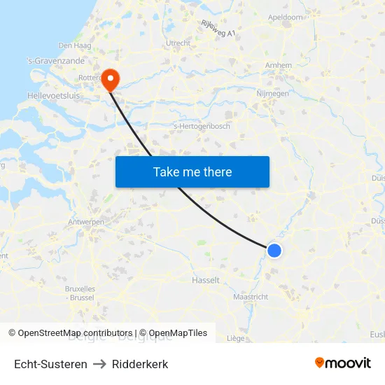 Echt-Susteren to Ridderkerk map
