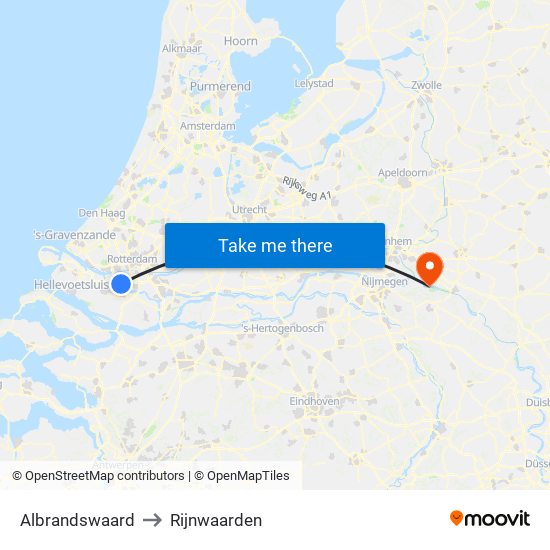 Albrandswaard to Rijnwaarden map