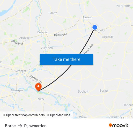 Borne to Rijnwaarden map