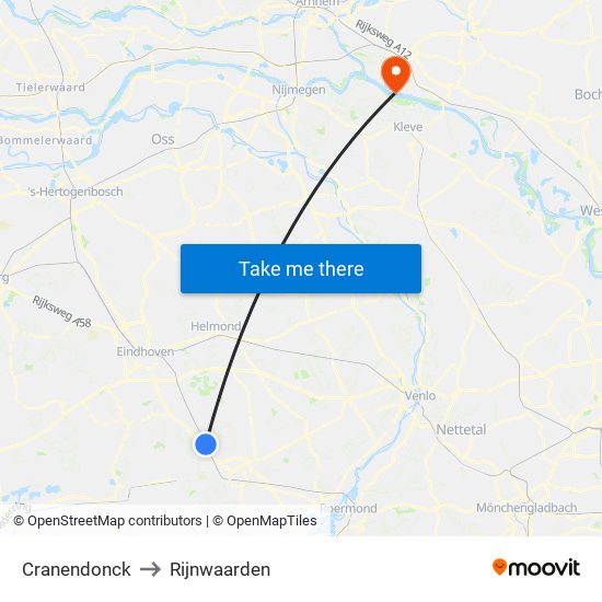 Cranendonck to Rijnwaarden map