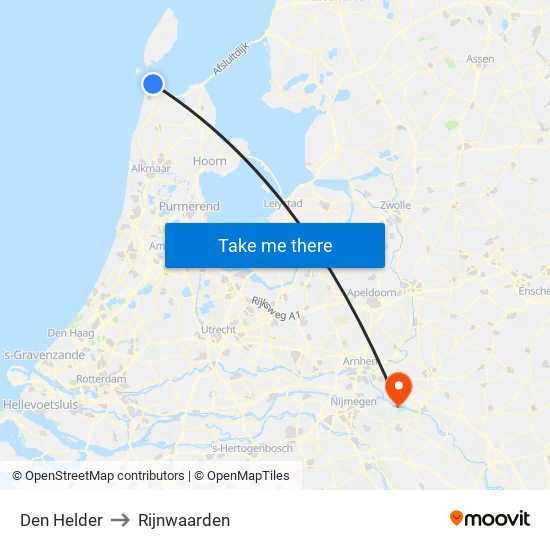 Den Helder to Rijnwaarden map