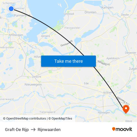 Graft-De Rijp to Rijnwaarden map