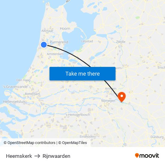 Heemskerk to Rijnwaarden map