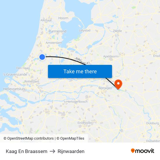 Kaag En Braassem to Rijnwaarden map