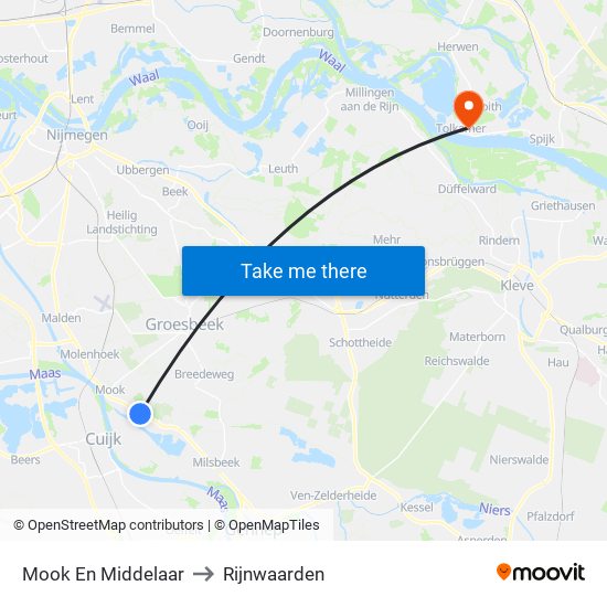 Mook En Middelaar to Rijnwaarden map